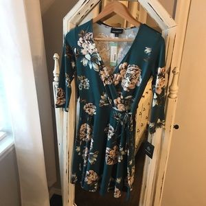 Fortune + Ivy Lauria Faux Wrap Brushed Knit Dress